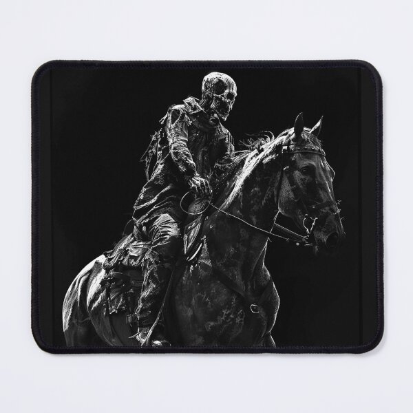 Item preview, Skeleton Horseman Black and White Dark Western Gothic Art designed and sold by inkoutninja.