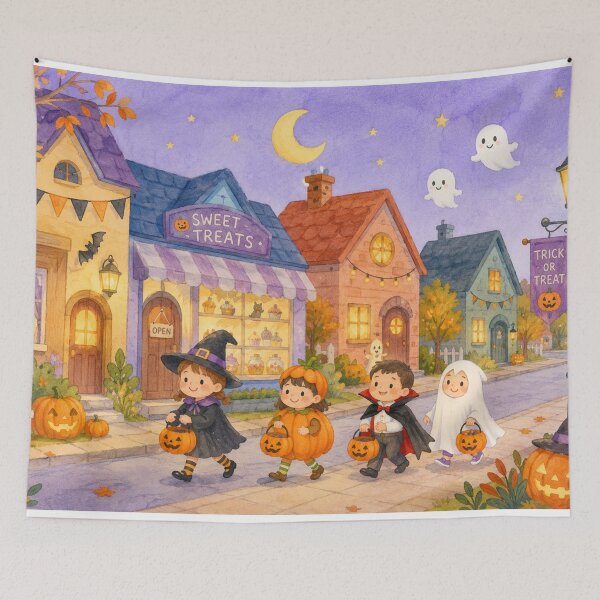 Item preview, funny halloween haunted house Watercolor and Colored Pencil Storybook Style  designed and sold by Softie Sticker Studio.