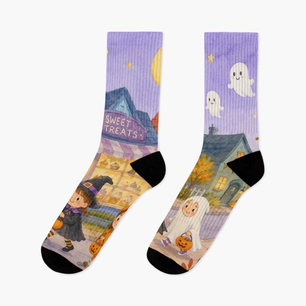 Item preview, funny halloween haunted house Watercolor and Colored Pencil Storybook Style  designed and sold by Softie Sticker Studio.