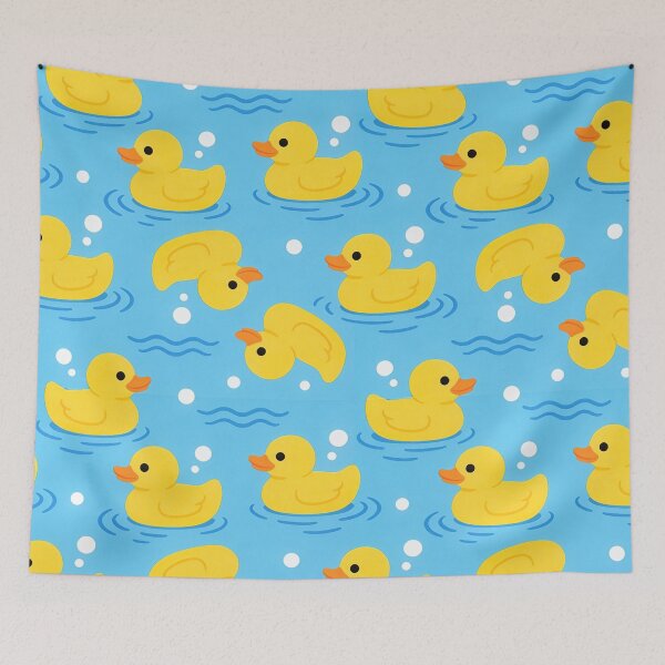 Item preview, Cute Yellow Rubber Ducks in Water Seamless Pattern Throw Pillow designed and sold by FestivityFinds.