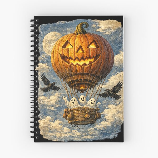 Item preview, Ghosts in a Jack-O'-Lantern Hot Air Balloon | Vintage Halloween | Cute Spooky Pumpkin | Whimsical Ghost Art | Autumn Fall Decor designed and sold by MrDev.
