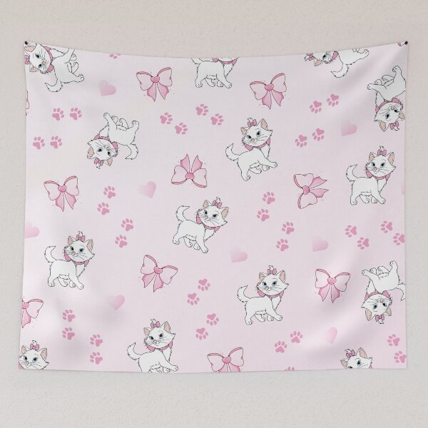 Item preview, Cute White Kitten Pink Bows Hearts Paw Prints Pattern designed and sold by LudmylArt.