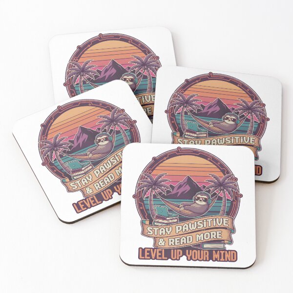 Item preview, Stay Pawsitive & Read More Sloth Reading Book Lover Retro Design designed and sold by PT PROJECT.