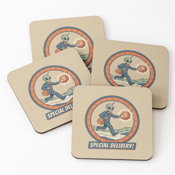 Item preview, Alien Postman Delivering Package Special Delivery Graphic designed and sold by DuckOddity.
