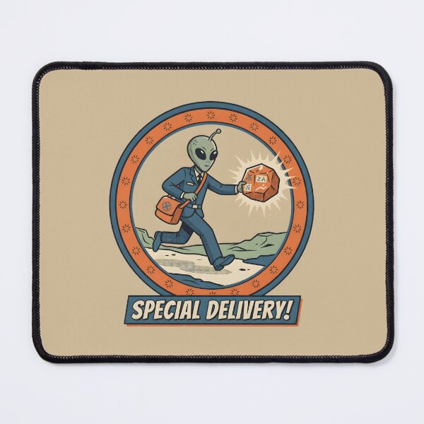 Item preview, Alien Postman Delivering Package Special Delivery Graphic designed and sold by DuckOddity.
