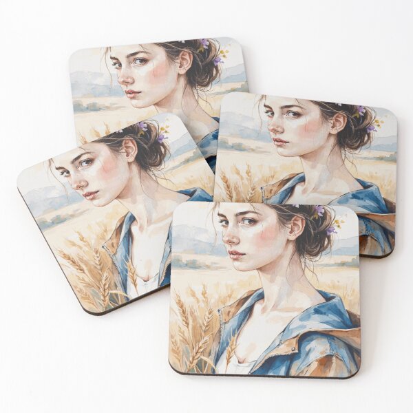 Item preview, Wildflower Girl in Golden Wheat Field designed and sold by LowenMacrae.