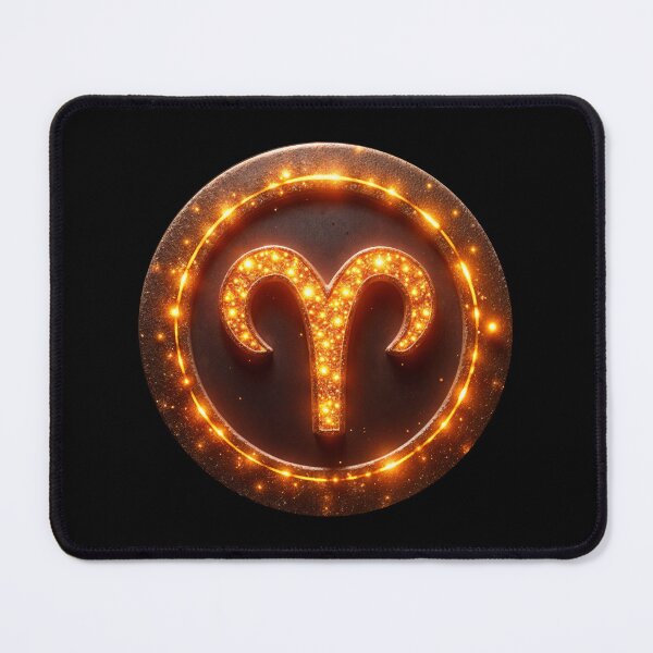 Item preview, Aries Sign badge in Gold star with dark blue background designed and sold by happyrays.