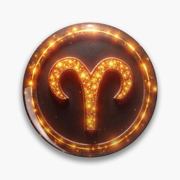 Item preview, Aries Sign badge in Gold star with dark blue background designed and sold by happyrays.