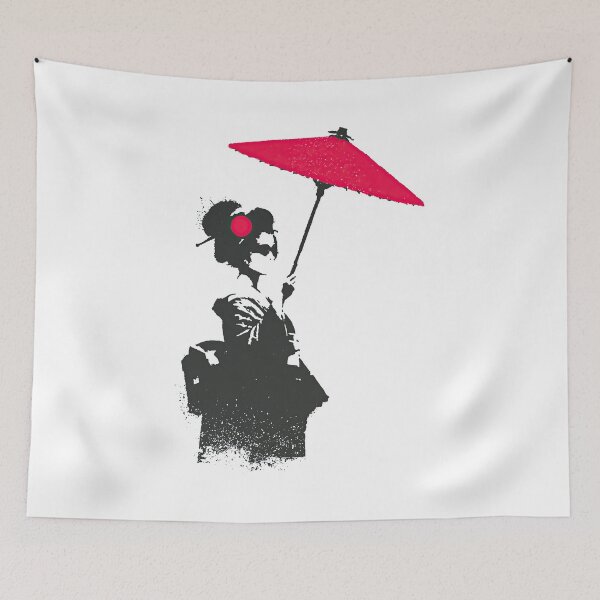 Item preview, Traditional Japanese Geisha Elegant Flow Splatter Portrait designed and sold by EdvvinStudios.
