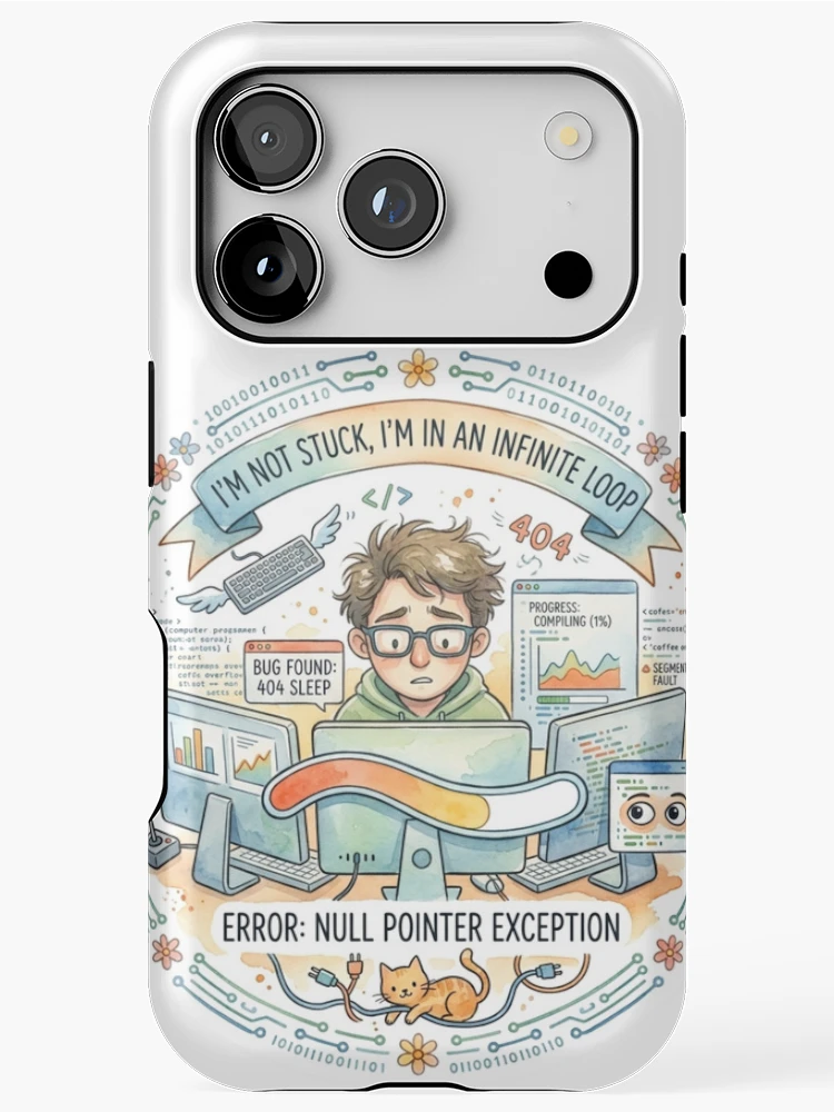 Thumbnail 1 of 4, iPhone Case, Infinite Loop Programmer Humor Funny Coding Software Developer designed and sold by DreamyBrushArt.