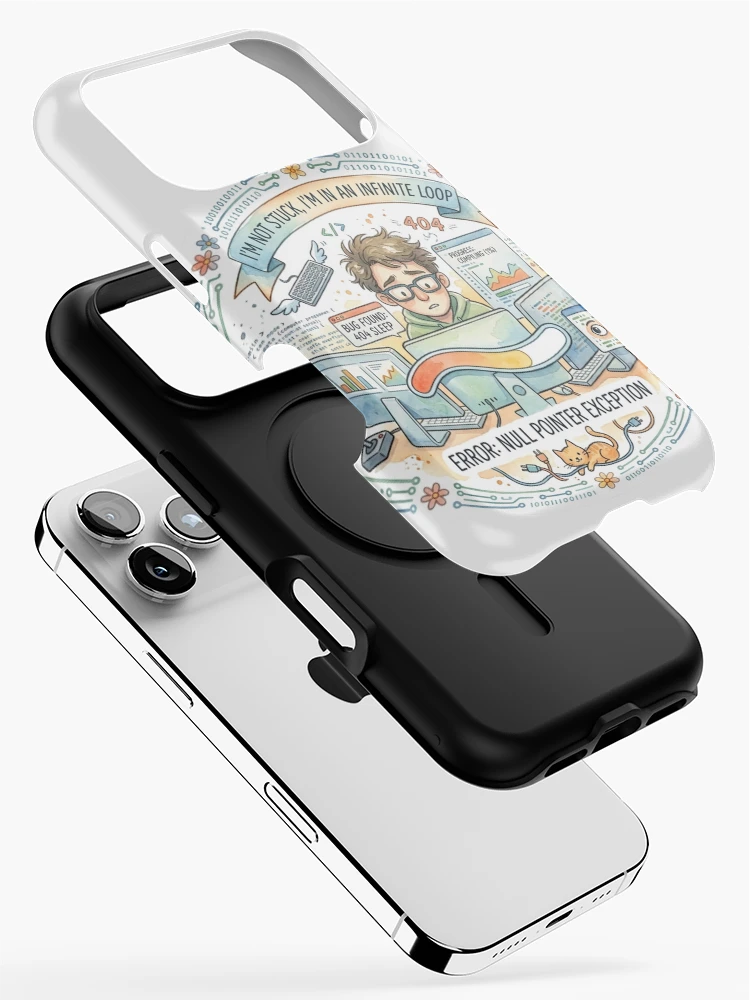 Thumbnail 2 of 4, iPhone Case, Infinite Loop Programmer Humor Funny Coding Software Developer designed and sold by DreamyBrushArt.