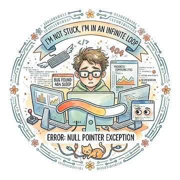 Artwork thumbnail, Infinite Loop Programmer Humor Funny Coding Software Developer by DreamyBrushArt