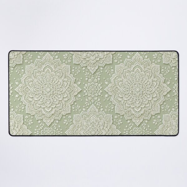 Item preview, Elegance Sage Green Embossed Floral Mandala Pattern Throw Blanket designed and sold by FestivityFinds.