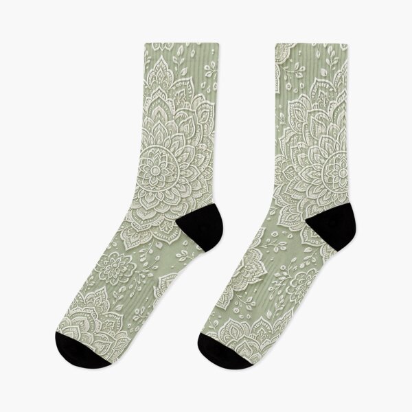 Item preview, Elegance Sage Green Embossed Floral Mandala Pattern Throw Blanket designed and sold by FestivityFinds.