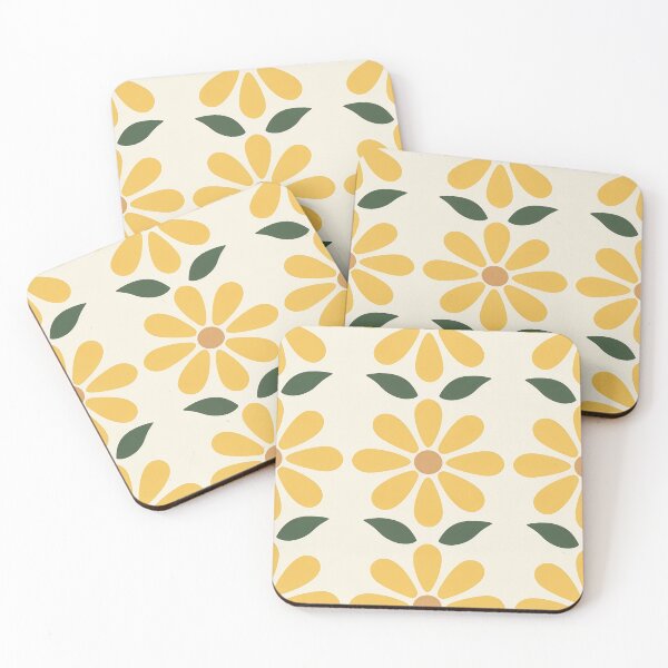 Item preview, Vintage Mid Century Modern Yellow Daisy Floral Pattern Throw Blanket designed and sold by FestivityFinds.
