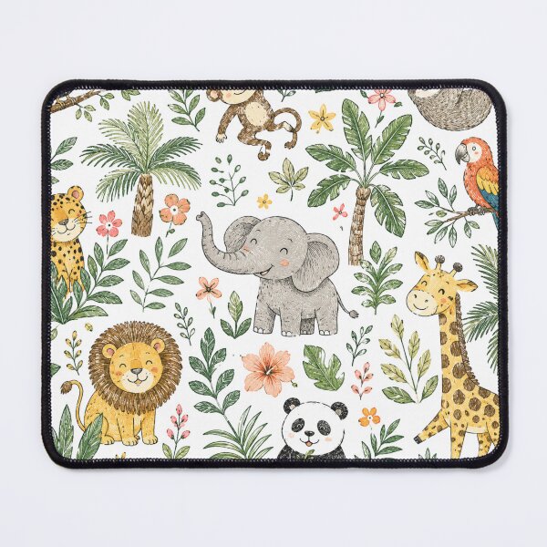 Item preview, Forest Animal Pattern featuring lion, monkey, leopard, pandal & Sloth  designed and sold by Ink Matrix.