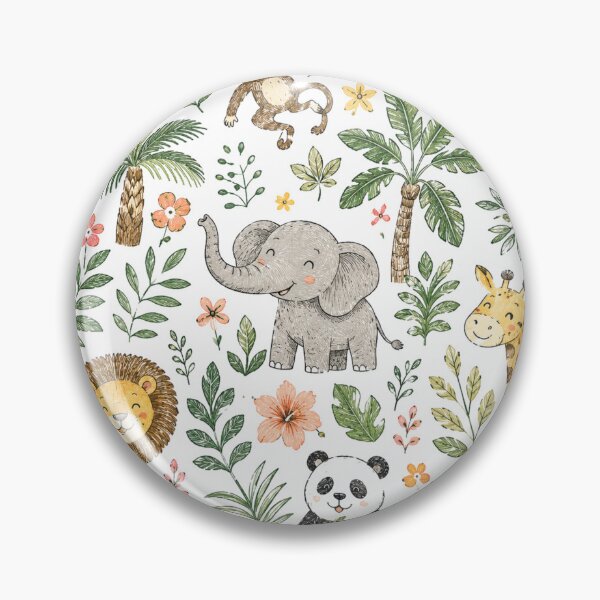 Item preview, Forest Animal Pattern featuring lion, monkey, leopard, pandal & Sloth  designed and sold by Ink Matrix.