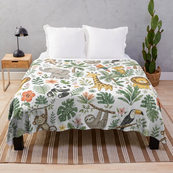 Item preview, Forest Animal Pattern featuring lion, monkey, leopard, pandal & Sloth designed and sold by Ink Matrix.