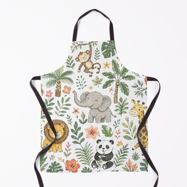 Item preview, Forest Animal Pattern featuring lion, monkey, leopard, pandal & Sloth designed and sold by Ink Matrix.