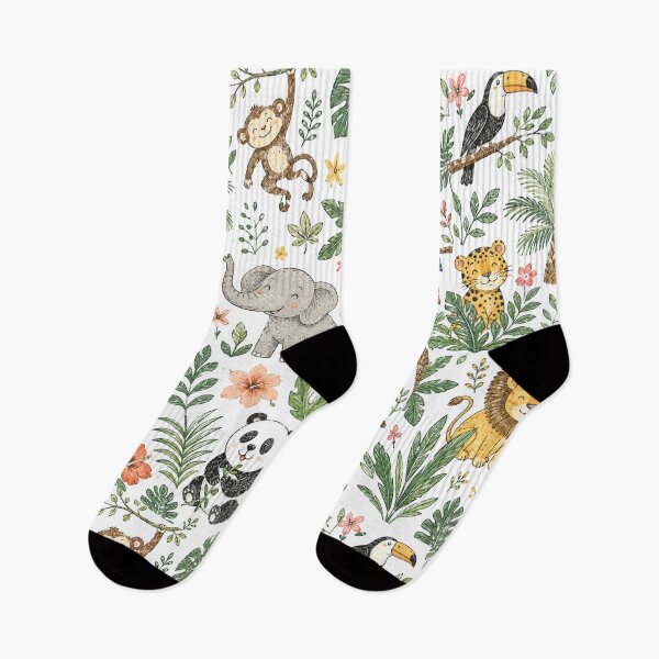Item preview, Forest Animal Pattern featuring lion, monkey, leopard, pandal & Sloth  designed and sold by Ink Matrix.