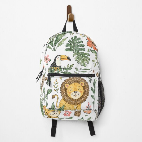 Item preview, Forest Animal Pattern featuring lion, monkey, leopard, pandal & Sloth designed and sold by Ink Matrix.