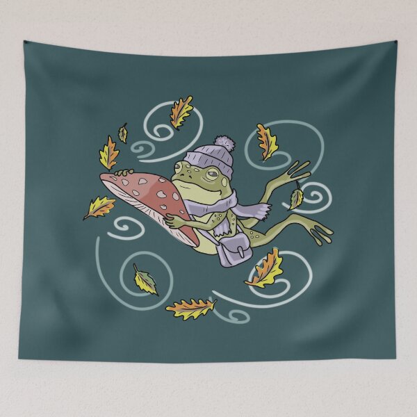 Item preview, Frog Riding Mushroom Cottagecore Goblincore Art designed and sold by LeshanArt.