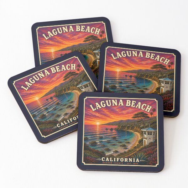 Item preview, Laguna Beach California Vintage Travel Poster | Coastal Sunset Wall Art | Orange County Beach Print | Retro California Decor designed and sold by Swanny's Custom T-shirt and Gift Designs.