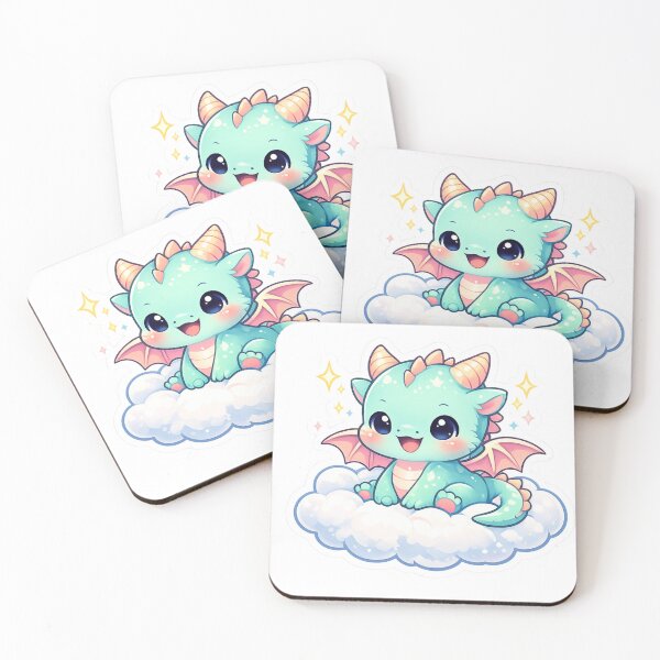 Artikelvorschau, Niedlicher Babydrache auf einer Wolke – Kawaii-Aufkleber | Fantasy-Drache | Pastellfarbener Chibi-Drache | Magischer, niedlicher Aufkleber entworfen und verkauft von Sidra digital art 8277237.