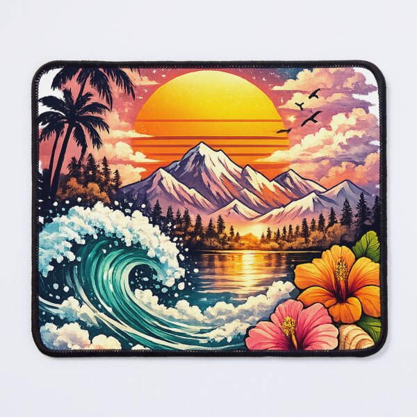 Item preview, Retro Tropical Sunset Ocean Escape designed and sold by Geek4Art.