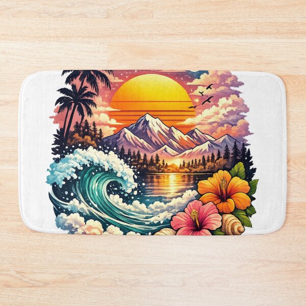 Item preview, Retro Tropical Sunset Ocean Escape designed and sold by Geek4Art.