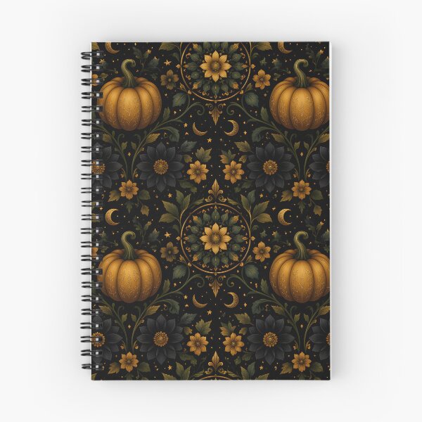Item preview, Gothic Autumn Pumpkin and Celestial Floral Pattern Tapestry designed and sold by FestivityFinds.