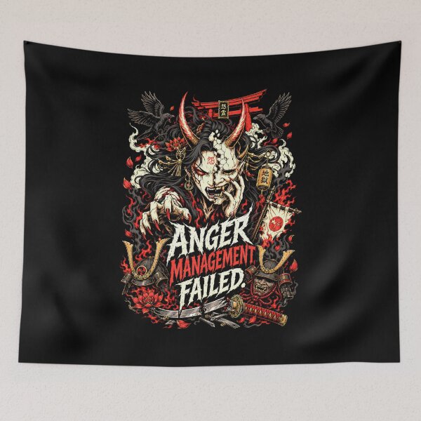 Item preview, Anger Management Failed Hannya Demon Metal Artwork Shirt designed and sold by Tong4130.