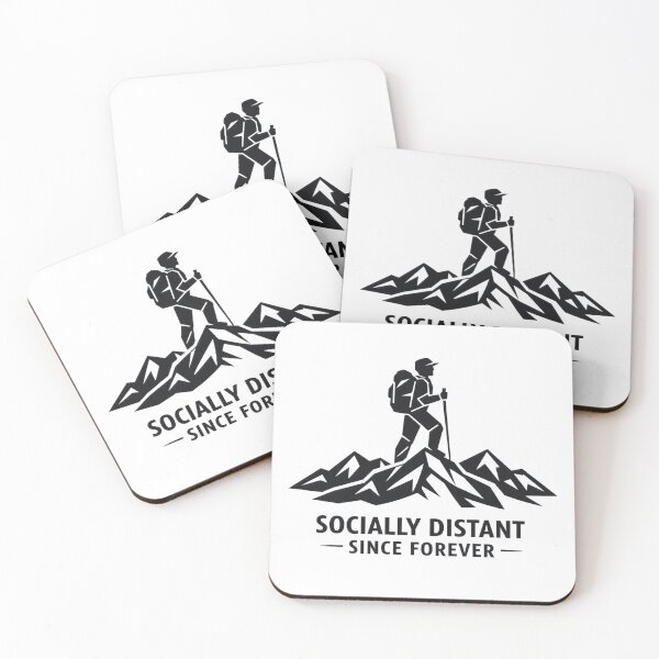 Item preview, Socially Distant Since Forever – Geometric Male Hiker Badge designed and sold by GabeMountainArt.
