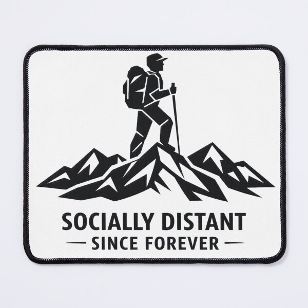 Item preview, Socially Distant Since Forever – Geometric Male Hiker Badge designed and sold by GabeMountainArt.