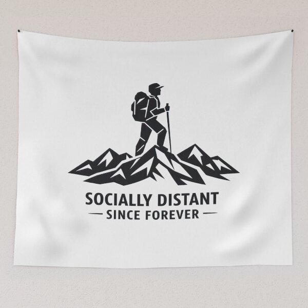 Item preview, Socially Distant Since Forever – Geometric Male Hiker Badge designed and sold by GabeMountainArt.