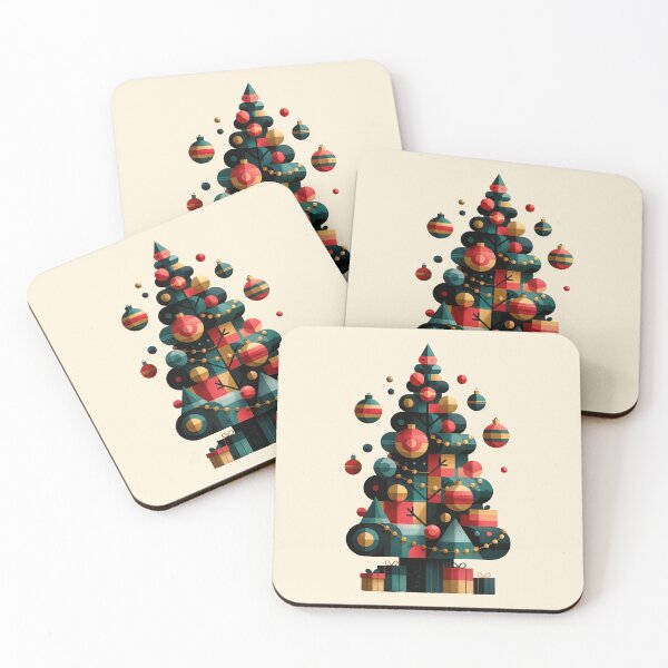 Item preview, Geometric Mid Century Modern Christmas Tree Art designed and sold by colorful-white.