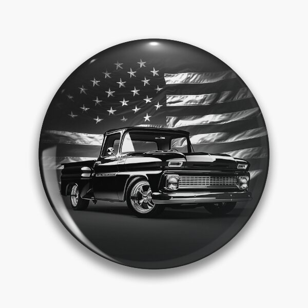Item preview, Classic Pickup Truck with American Flag Black and White Patriotic Truck Art designed and sold by inkoutninja.