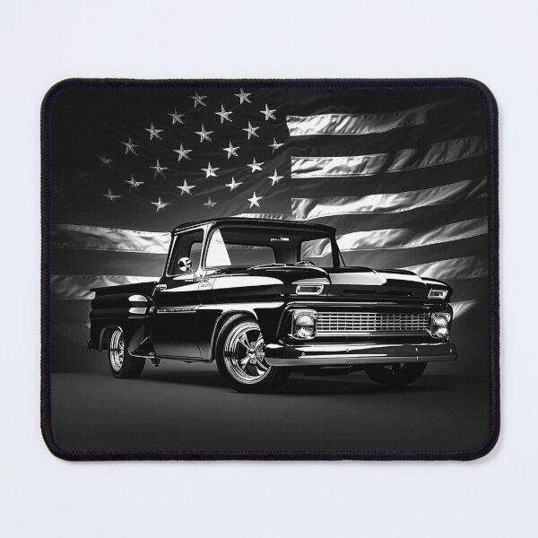 Item preview, Classic Pickup Truck with American Flag Black and White Patriotic Truck Art designed and sold by inkoutninja.