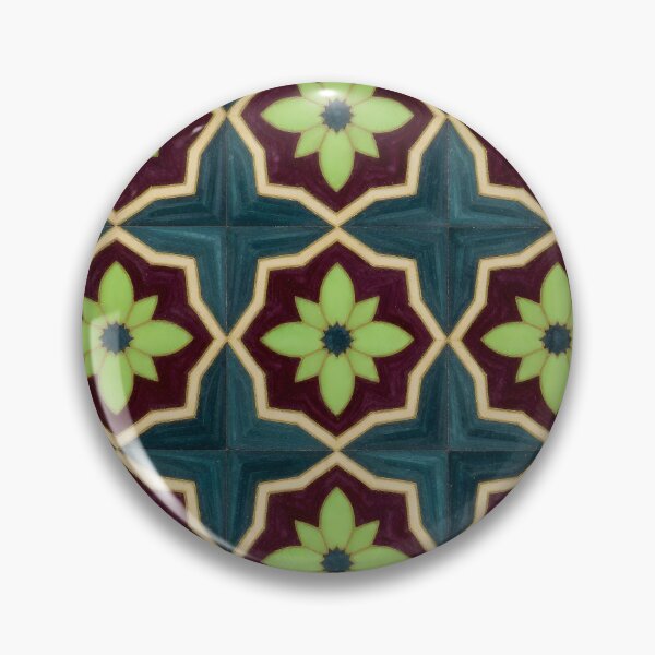 Item preview, Victorian Majolica Ceramic Tile Floral Mosaic Throw Pillow designed and sold by FestivityFinds.