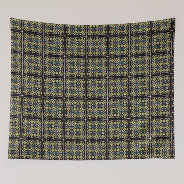 Item preview, Victorian Majolica Ceramic Tile Floral Mosaic Throw Pillow designed and sold by FestivityFinds.