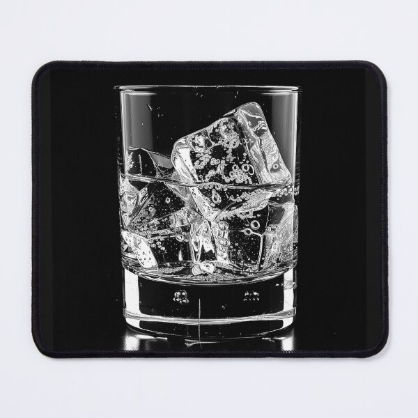 Item preview, Whiskey Glass with Ice Black and White Barware Art designed and sold by inkoutninja.