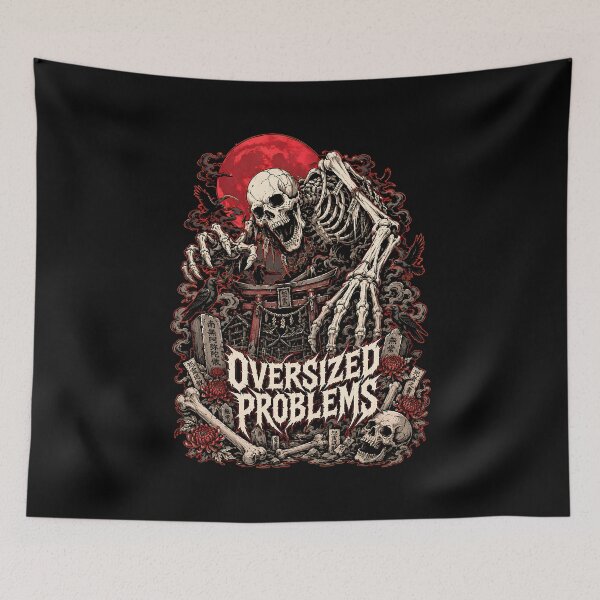 Item preview, Oversized Problems Giant Skeleton Yokai Metal Graphic Tee designed and sold by Tong4130.