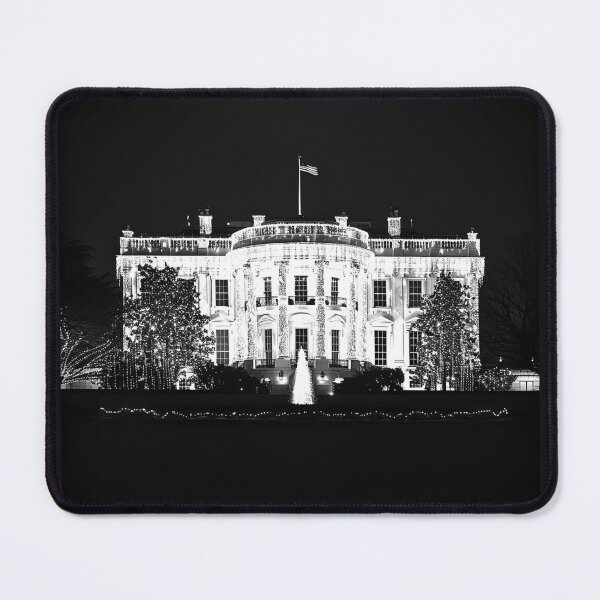 Item preview, White House Christmas Lights Black and White Washington DC Holiday Art designed and sold by inkoutninja.