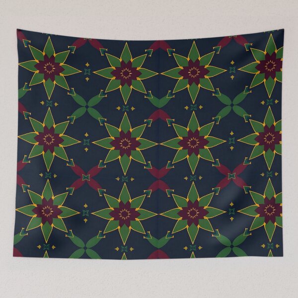 Item preview, Dark Teal and Burgundy Floral Star Geometric Seamless Pattern Throw Blanket designed and sold by FestivityFinds.