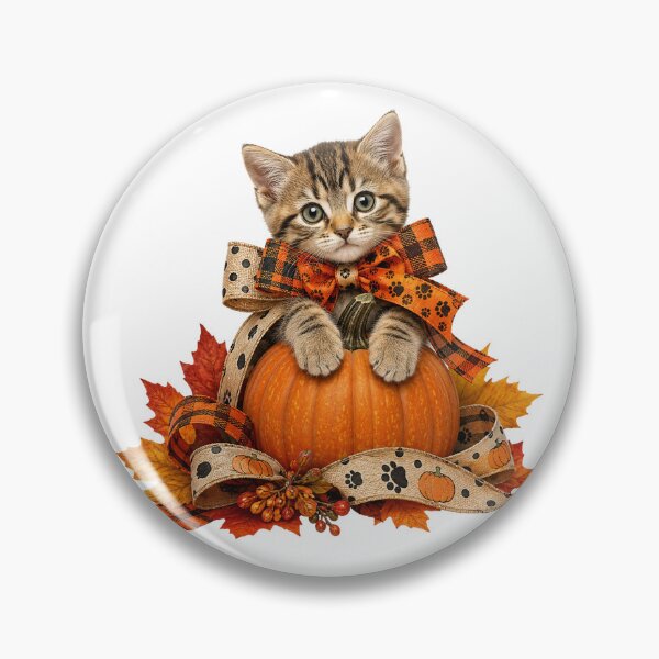 Item preview, Autumn Vibes Kitty with Pumpkin designed and sold by Giddy Bear Gifts.