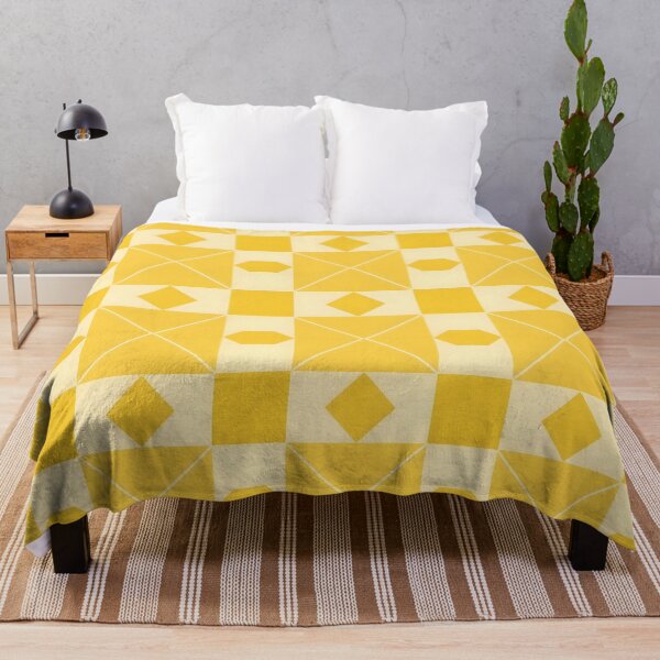 Item preview, Yellow and Cream Geometric Quilt Block Seamless Pattern Throw Blanket designed and sold by FestivityFinds.