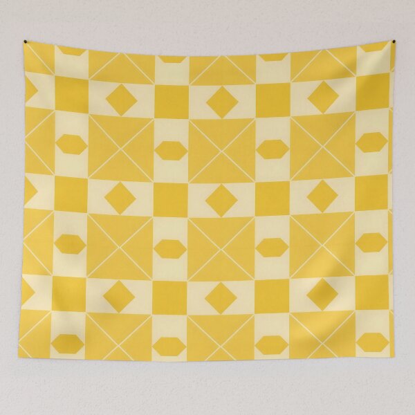 Item preview, Yellow and Cream Geometric Quilt Block Seamless Pattern Throw Blanket designed and sold by FestivityFinds.