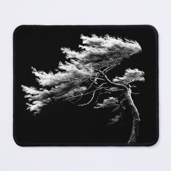 Item preview, Windswept Tree Black and White Minimalist Nature Art designed and sold by inkoutninja.