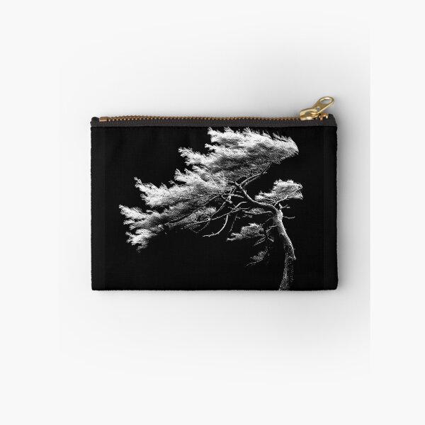 Item preview, Windswept Tree Black and White Minimalist Nature Art designed and sold by inkoutninja.