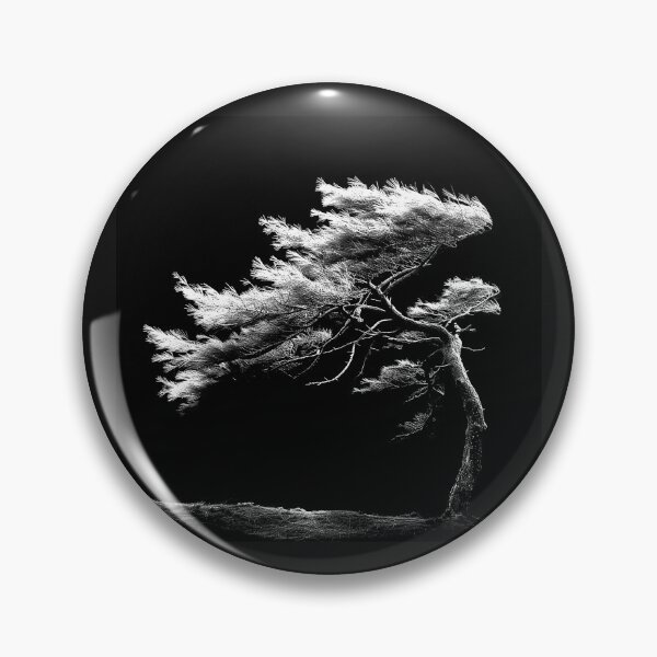Item preview, Windswept Tree Black and White Minimalist Nature Art designed and sold by inkoutninja.